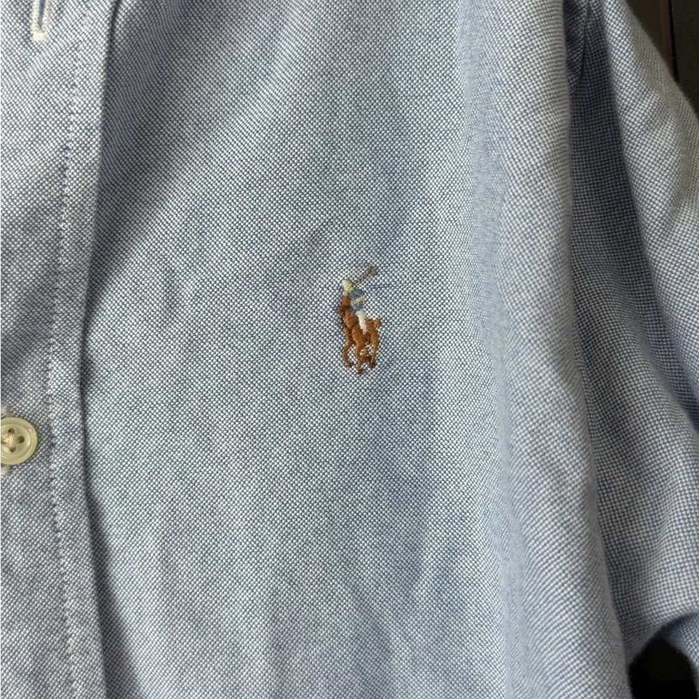 Ralph Lauren boys button down shirt oxford chambray cotton long sleeve polo pony
